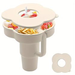 TEMU A Covered Snack Bowl In Flower Style, Suitable For 30-40 Ounces With Handles, Reusable Silicone Snack Trays With Snack Rings, Cup Accessories For Car Cup Holders Or Outdoor Use.