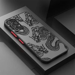 TEMU New Year Chinese Dragon Phone Case For Galaxy A55 A25 A35 A15 A54 A34 A14 A24 A53 A33 A23 A13 A52 A32 A22 A12 A51 A71 A72 A73 Silicone Cover Protective High-quality Matte Frosted Funda