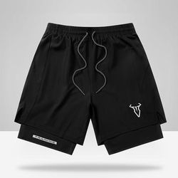 TEMU Men's Geometric Athletic Shorts With Side Pockets, Elastic Waistband, Lightweight Stretch Fabric For Running & Casual Wear - Gray, Running Shorts | Stylish Sports Shorts