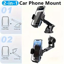 TEMU 1pc Car Holder Popular Car Phone Holder Suction Cup Retractable Phone Holder Center Console Glass Suction Cup