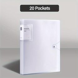 TEMU Expandable A4 Document Holder, 20 Pockets, With , Transparent Plastic, Letter A4 Size, 6 Colors, Made Of Pp Material, For Home Office Organize