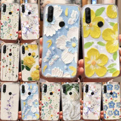Blue Light Flowers Phone Case For Huawei P30 P20 Pro P20 Lite Nova 6 SE P Smart 2019 Y6S 8A Y7 Y9 Honor 9X 9C Luxury Clear Cover