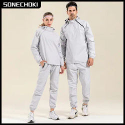 Profession Sauna Suit Unisex Gym Clothing Set Double Zipper Hooded Running Fitness Exercise Sportswear Weight Loss Sweating Suit