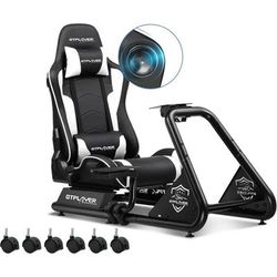 Simulateur de Conduite, Siège de Simulation pour pc avec Haut-Parleurs, Support pour Volant et