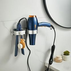 TEMU Wall-mounted Storage Rack For Hair Dryer, Straightener, And Iron Without Drilling Holes In The Bathroom
