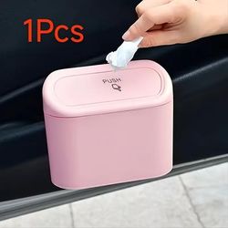 TEMU 1/2pcs Car Trash Can, Abs , Car Side Door Hanging Storage Box, Mini Car Accessories, Car Storage, Black, Pink
