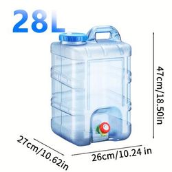 TEMU 1pc Portable Water Jug With Faucet - Ideal For Camping, Road Trips, Hiking - Pure Storage Container, 0.79-7.39 Gallon, Blue,transparent,pcs Material, Labor Day/ Outdoor Leisure
