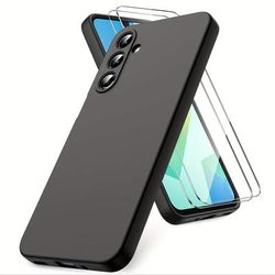 TEMU 3in1 For Galaxy A16 4g/5g Case 2 Pack Tempered Glass Screen Protectors Soft Tpu Case Shockproof Rubber