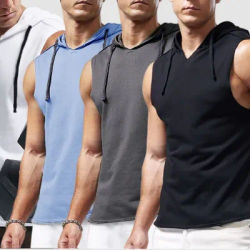 Solid Color 2025 Brand New Men's Tank Tops Vest Sleeveless Tees For Male Hooded Man Vests Tops Hip Hop Men Tank Top T shirt Mens