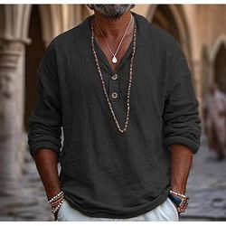 Retrò Vintage Medievale Rinascimento Camicia Pirata Vichingo Tinta unica Costume Per uomo Costumi da pirata Halloween Carnevale Vacanza Casual Quotidiano LARP Adulti Camicia Primavera Estate