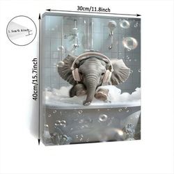 TEMU Elephant In Bathtub Canvas Art - Wooden Framed Wall Decor For Living Room, Bedroom, Kitchen | & Office Gift, 11.8x15.7 Inches Elephant Decor, Room Decor
