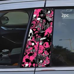 TEMU 2pcs Vibrant & Cartoon Vinyl Car Window Decals - Glossy, Self-adhesive Stickers With A Anime Design, Easy To Apply, Glass Surfaces, Funny Car Stickers