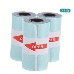 TEMU 3 Rolls Printable Sticker Paper Roll Direct Thermal Paper With Self-adhesive 57*30mm (2.17*1.18in) For Peripage A6 Pocket Thermal Printer For Paperang P1/p2 Mini Photo Printer