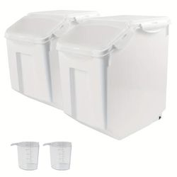 TEMU 2 Pack Food Storage Container, Large Pet Storage Bins With 2-cup , Moisture-proof, Dog Treat Containers With Wheels For Dry Food, Rice Pantry Cereal And Baking Supplies