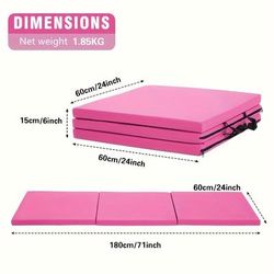 TEMU 1pc Black Folding Gym Mat - Versatile Pu Foam Pad For Home Workouts, Yoga & Pilates, Design, Durable & Lightweight, Gymnastics, Fitness Training, And Multi-use At Home, Gym Accessories