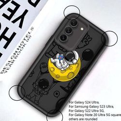 TEMU Astronaut Popular Cartoon Art Phone Case S25 S24 S23 S22 S21 S20 Note 20 Ultra Fe Plus 5g Tpu Eye Ladder Matte Cover
