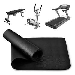 TEMU Treadmill Mat Exercise Equipment Mat Heavy-duty Protective Floor Walking Pad For Under Stationary Bike Fitness Equipment 180cm X 75cm Black