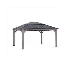 Sunjoy Group 13 x 15 Wooden Hardtop Gazebo with Polycarbonate Hip Roof