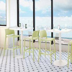 Set of 2 Sensilla Outdoor Stackable Bar Stools by Lagoon in Wasabi Green