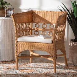 bali & pari Oxford Bohemian Light Honey Rattan Arm Chair by Bali & Pari in Light Honey (Size ONE SIZE)