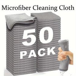 TEMU 50pcs Of Gray Ultra-absorbent Microfiber Car Wash Towels, Cleaning Glass.