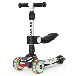 Sejoy Kid Kick Scooter Three Wheel with LED Flashing 3-in-1 Lightweight Children's Foot Scooters Height Adjustable