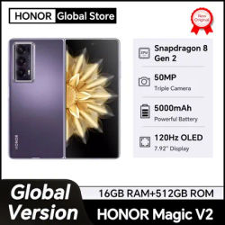 Global Version HONOR Magic V2 5G Smartphone 7.92" Foldable OLED Display 120Hz 50MP Cameras Snapdragon 8 Gen 2 5000mAh 66w Charge