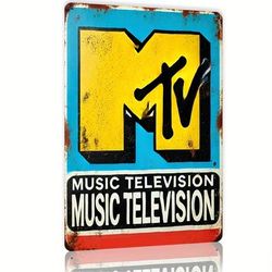 TEMU Room Decor 1pc Vintage Mtv Metal Tin Sign, Iron Wall Art For Bar, Cafe, Backyard Farmhouse Decor - 8x12inch, Home Decor, Room Decor