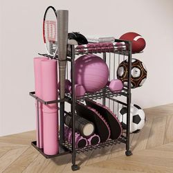 TEMU Versatile 3- Tier Sports & Fitness Equipment Organizer, Tool Cabinet, Tool Storage- Large Capacity, Stores Dumbbells, Kettlebells, Yoga Mats