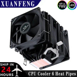 PC Air-cooled Radiator x79 x99 AM3 AM4 AMD Twin Towers 6 Heat Pipe CPU Cooler Fan Installing Intel LGA2011 115x 1200 1700 1366