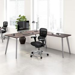 Workpro Motiva 72"w Modern L-Shaped Office Desk With Metal Legs, Storm Gray, Standard Delivery