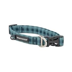 Winchester Plaid Dog Collar - Buffalo Aqua - Blue 16in - 24in