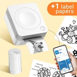 TEMU [mini Portable Photo Printer] 1000mah Portable Mini Photo Printer - Compact Thermal Printing Device For Iphone/android - Monochrome Prints For Photos, Qr Codes, Labels