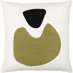Annice 22" Square Modern Cotton White/Olive/Black Throw Pillow - Boutique Rugs