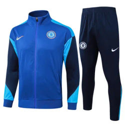 Nike Soccer Jerseys Men Embroidered Solid-color High Collar Full-sleeved Zip-up Football Training Suit Sets Black and Blue