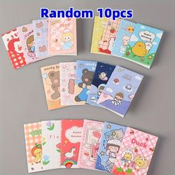 TEMU 10pcs Cute Cartoon Pocket Notebooks - Mini Portable Journals With Animal & Character Designs, Mixed Colors, Supplies, Prizes, Or Gift Packaging, Notebooks For
