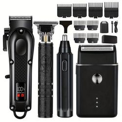 TEMU 4-in-1 Rechargeable Electric Grooming Kit For Men - Hair Clipper Electric Foil Shavers And Beard Trimmers, Ear, Nose Hair Trimmer Set, Usb Charged - Or Father's Day Gift