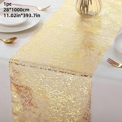 TEMU Elegant Table Runner With Sparkling – Parties, Weddings, And Holiday Gatherings – Polyester Rectangular Table Decor For Festive Occasions, Best For Christmas