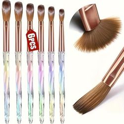 TEMU 6pcs Professional Acrylic Nail Brush Set For Beginners - Easy Extension, Carving & Acrylic Application - High-quality Powder Smoothing, Multifunctional Nail Art Brushes, Nail Art Supplie
