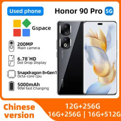 Honor 90 Pro 5G Smartphone Android CPIU Snapdragon 8+ Gen 1 6.78 Inch 120Hz Screen 200MP Camera 5000mAh Battery NFC Used Phone