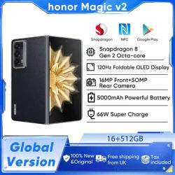 Global Version HONOR Magic V2 Smartphone 5G 7.92" Foldable OLED Display 120Hz 50MP Rear Cameras Snapdragon 8 Gen 2 5000mAh 66W