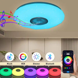 Plafonnier LED 30W avec haut-parleur Bluetooth, lampe à couleur changeante RGB 28cm, pour chambre à