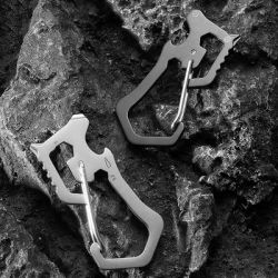 Multi-function tool card, portable climbing buckle wrench, stainless keychain accessories, bottle opener, outdoor EDC.