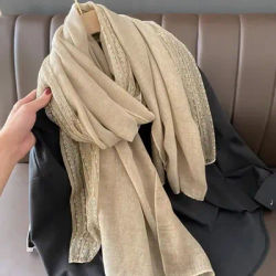 Écharpe en dentelle de coton pour femme, châle français vintage, garder au chaud, couverture de cou, mode solide, document rond, cadeau de Noël élégant pour femme, hiver