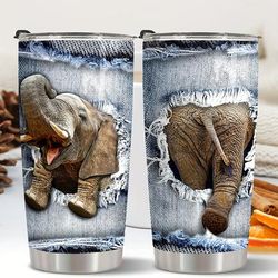 TEMU 20oz Stainless Steel Insulated Elephant Tumbler - Realistic 3d , & Spill-proof Lid, Perfect Gift For , Ideal For Birthdays & Christmas, Elephant Decor