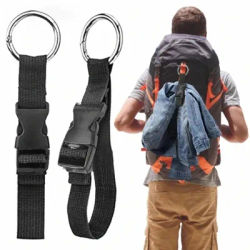 Portable Black Nylon Anti-theft Luggage Strap Holder Gripper Add Bag Handbag Clip Use To Carry Multitool Camping & Hiking Tool