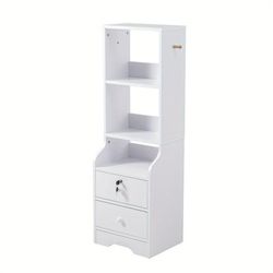 TEMU 1pcs Tall Wood Bedside Cabinet 2 Drawers Storage Unit Bookshelf Bedroom Furniture Nightstand