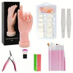 TEMU Silicone Nail Practice Hand, Manicure Training Tool For Beginners, Fake Hand For Nail Art, Jewelry Display Accessory, Starter Kit For Nail Enthusiasts