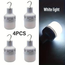 TEMU 4pcs Led Outdoor Hand Lamp, Rechargeable Led Flashlight, Outdoor Hand Lamp, Hand Lamp With Hook, White/warm White Light, For Camping, Hiking, Night Fishing, Emergency Lighting, Stalls