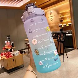 TEMU 1pc Gradient Color Large Capacity Water Bottle, 2000ml/67.63oz Leakproof Portable Water Cup, Suitable For Fitness, Sports Training Christmas Gift